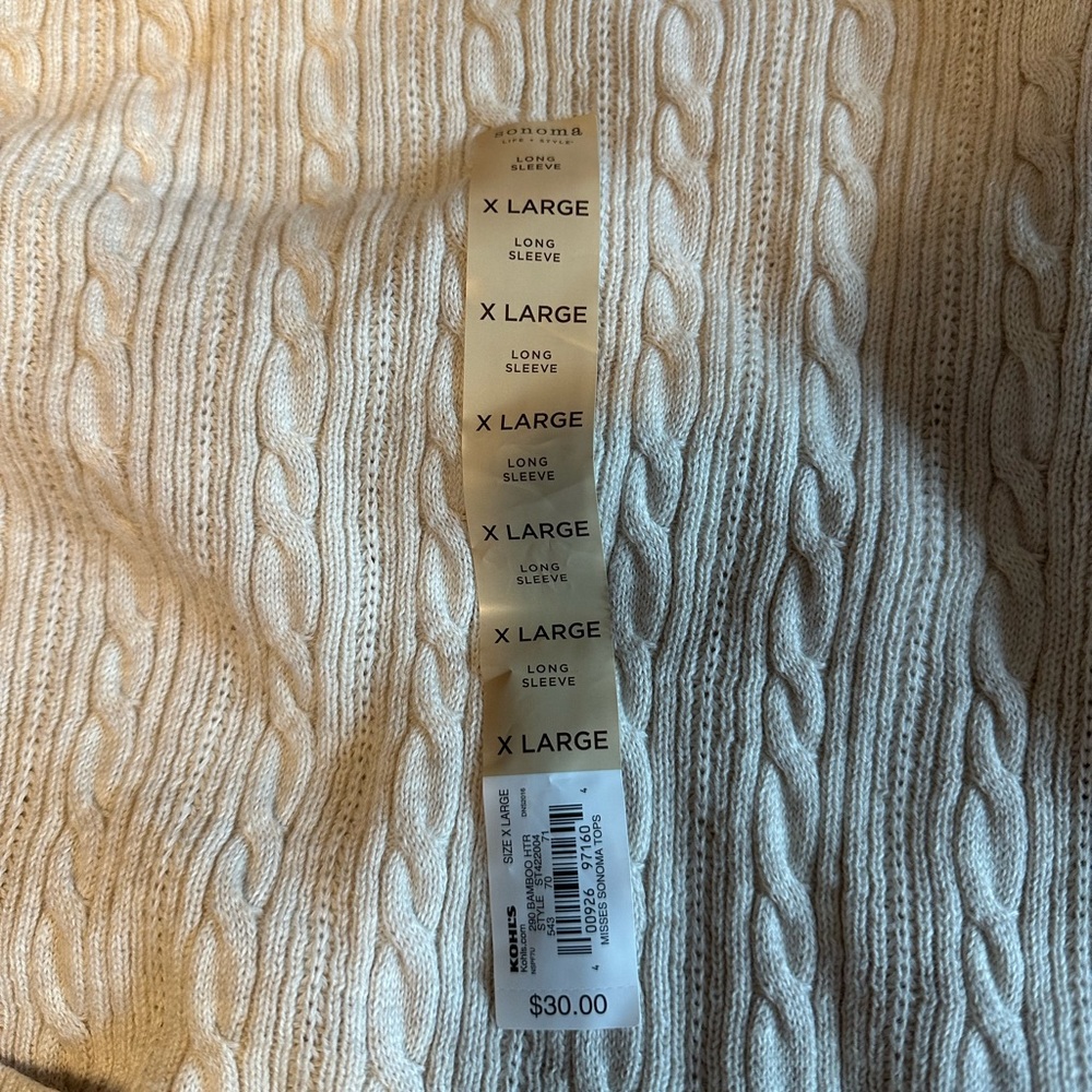 Sonoma Cream Sweater SIZE XL - Picture 8 of 10